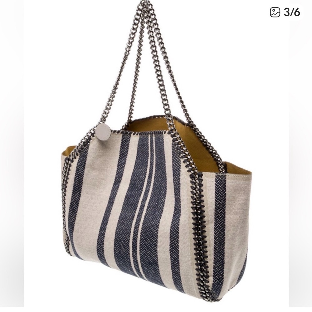 Stella McCartney Navy and Cream Reverseable Striped Tote